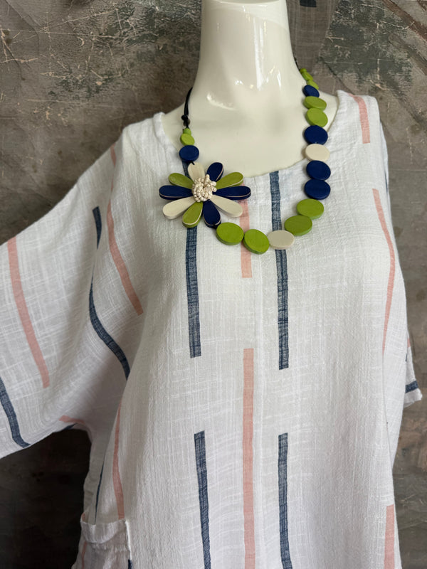 6653S Stripe Top-White