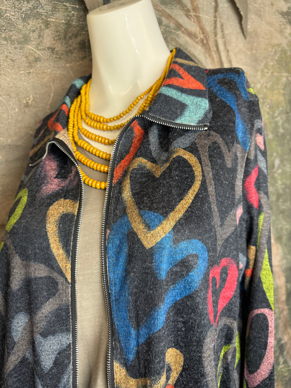 25842 Whimsy Chic Hearts Zipup Jacket