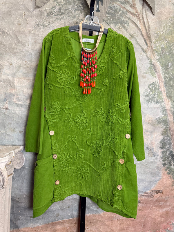 91983A-62 Buttoned Stitch Tunic-Kiwi