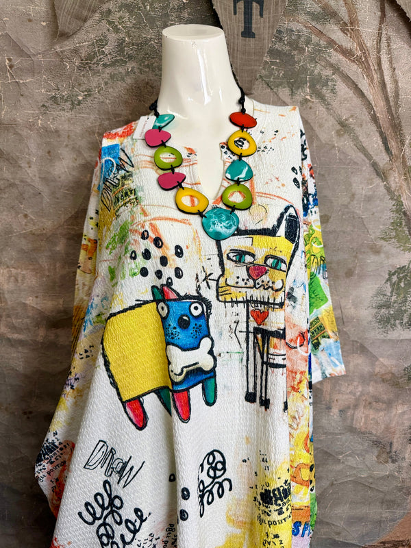 T1029YO Vneck Pullover Top-Bones & Hearty