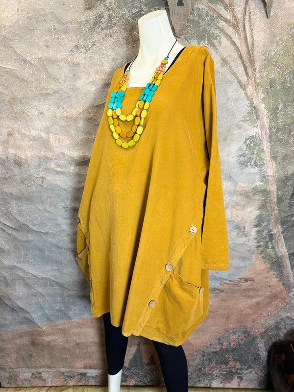 91983 Corduroy Pocket Tunic-Mustard