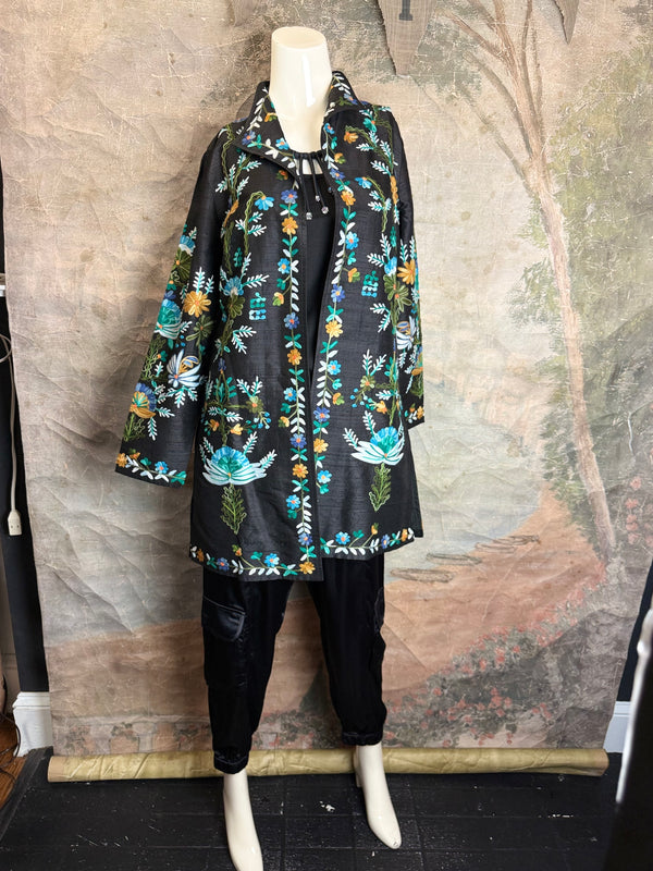 ANU 19969 Silk Embroidered Jacket-Lapis