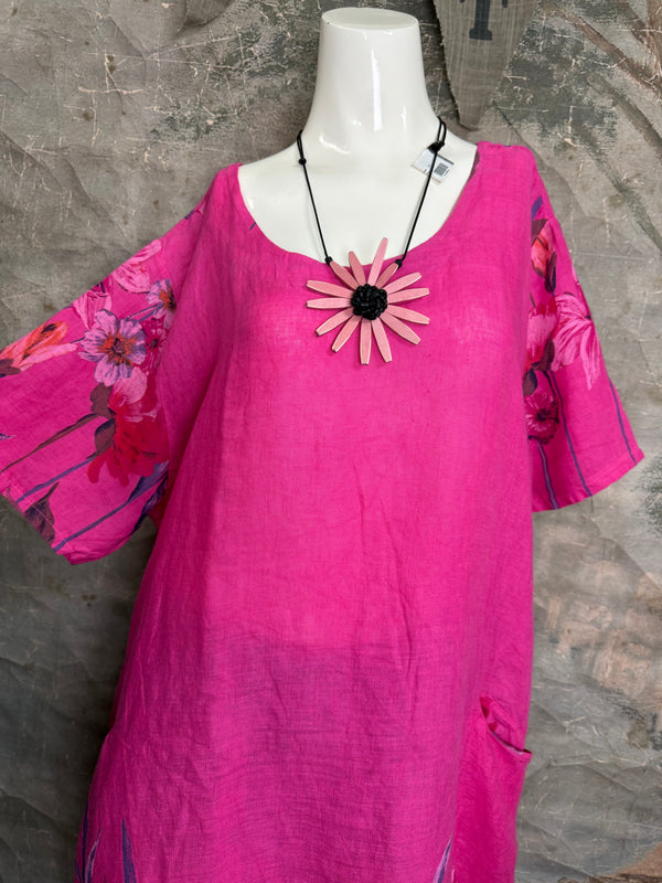 90847G Garden Tea Party Dress-Fuchsia