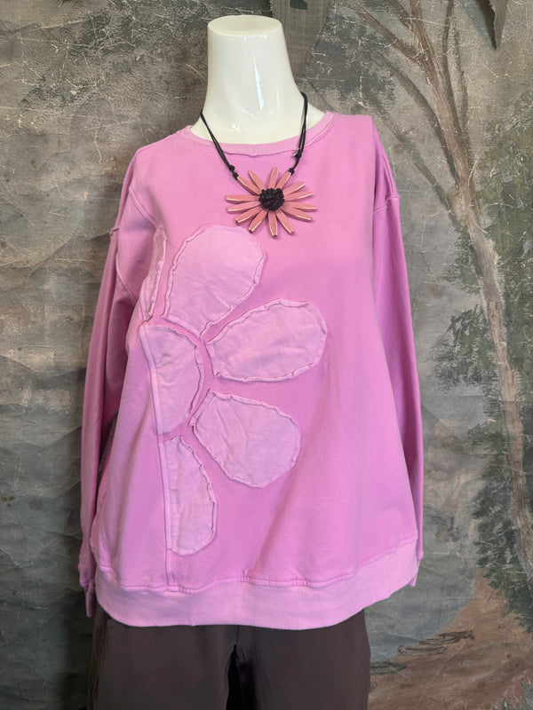 A2995202 L/Slv Flower Sweatshirt-Orchid