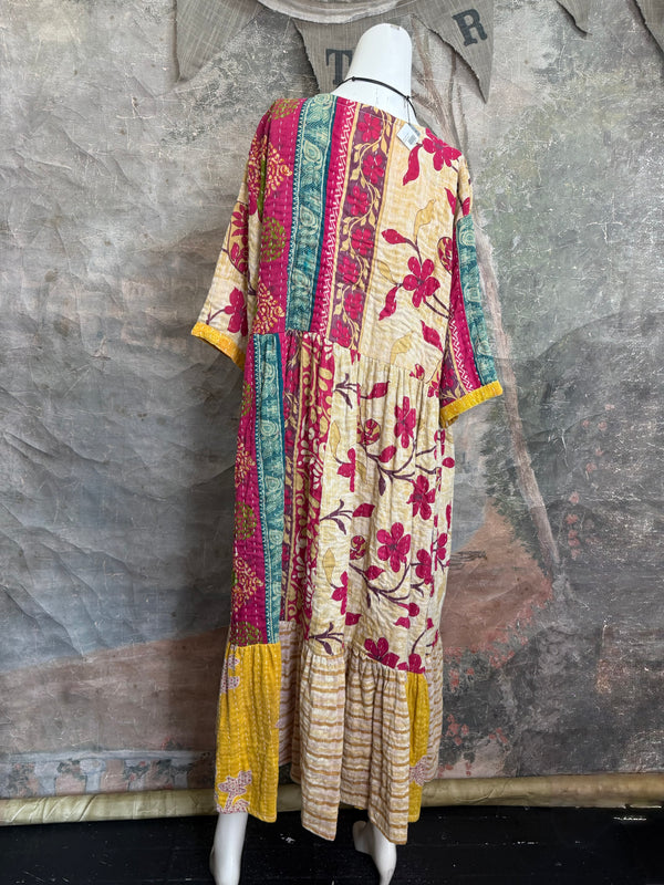 1027w Kantha Arts Tiered Dress-Mix 5