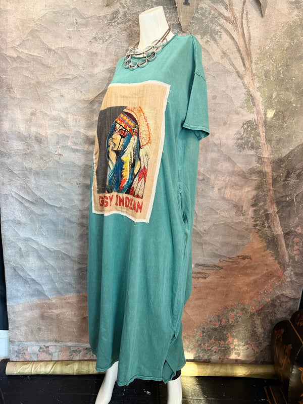 T839 Short Sleeve T-Shirt Dress-Tea/Gypsy