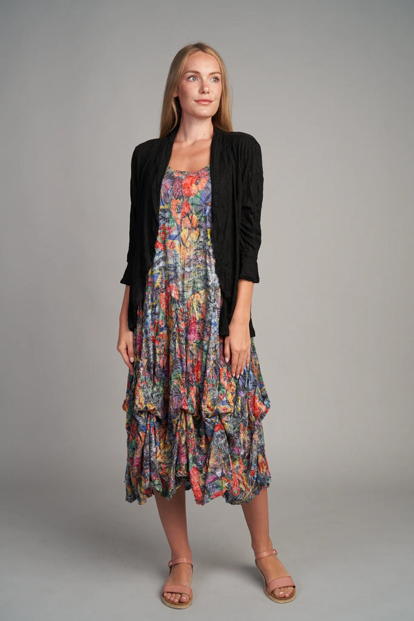 23066 Crinkle Tie Cardigan-Black