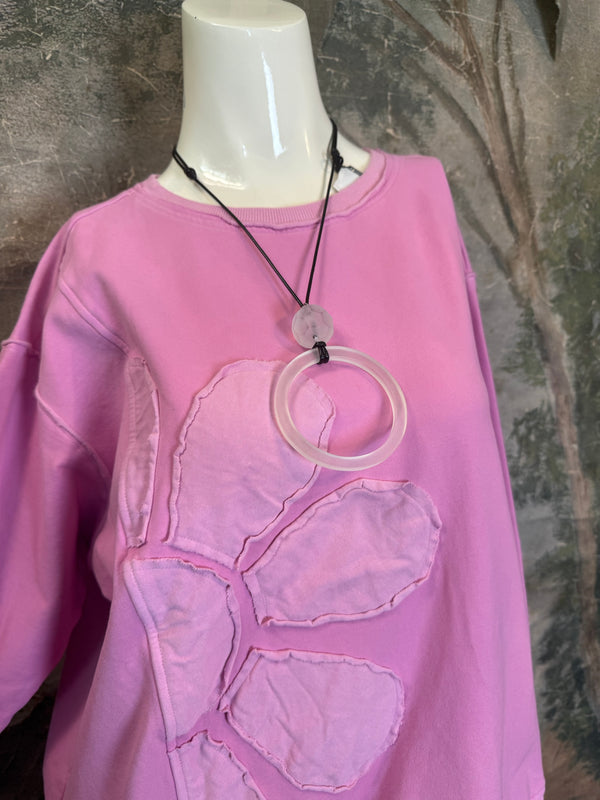 A2995202 L/Slv Flower Sweatshirt-Orchid