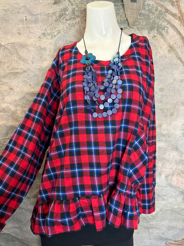 5430 Plaid Ruffle Top