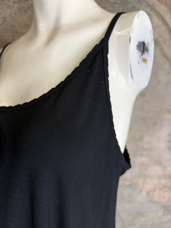 PL-RE110 Raw Lace Cami Tank-Black