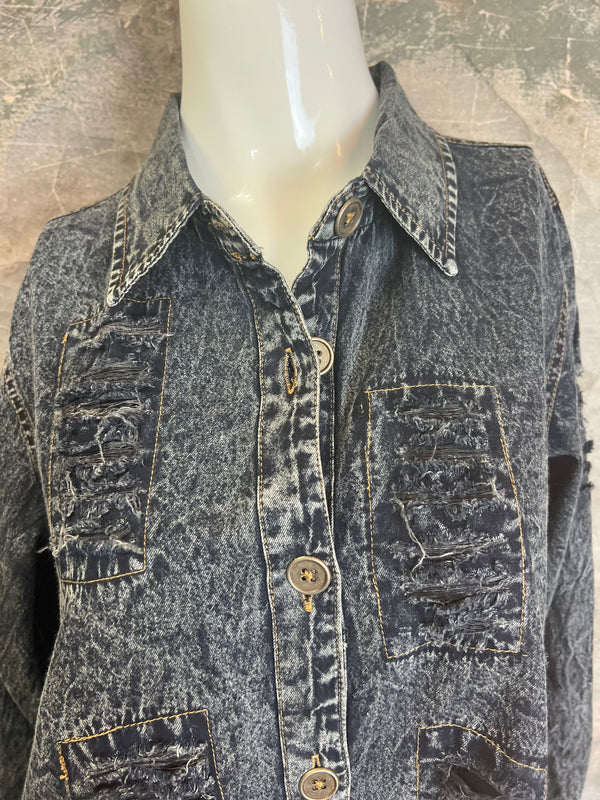 PL413 Distressed Denim Shirt