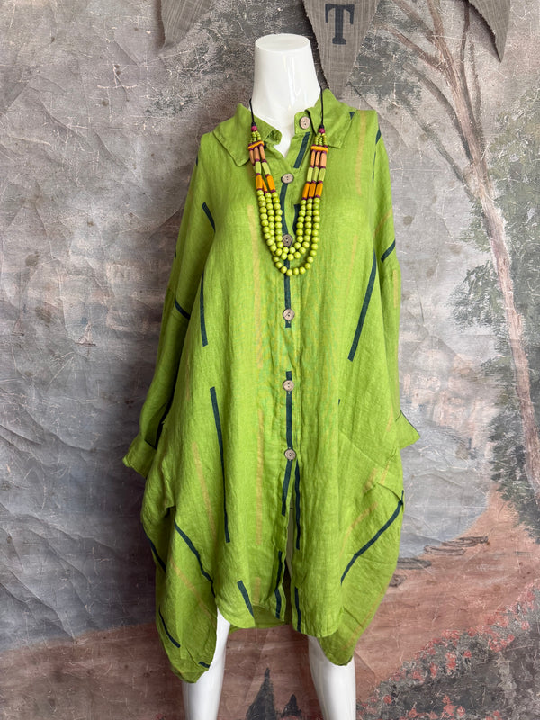 91750S Stripe Big Shirt-KIWI