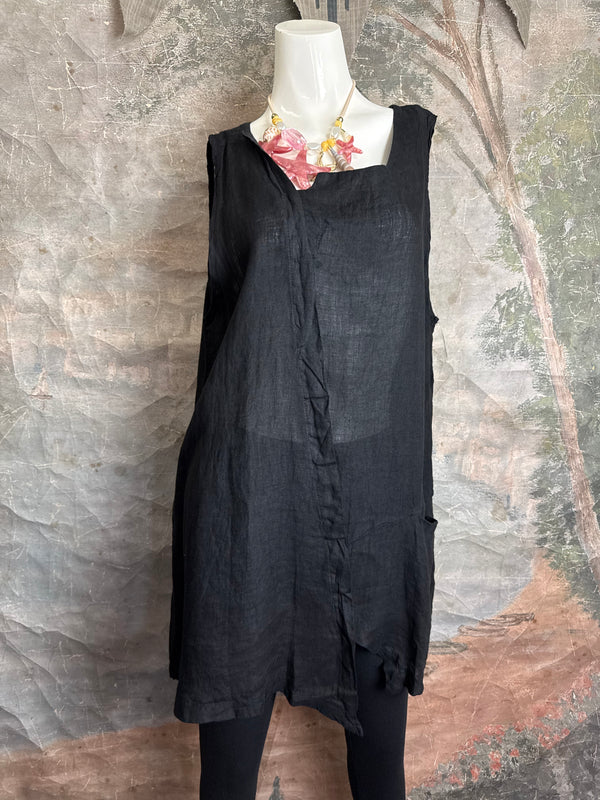 91755 Uneven Tank Top-Black