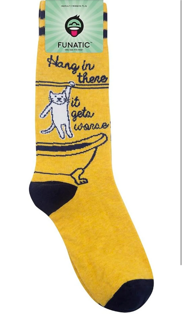 Art To Wear Novelty Socks-hang in there it gets worse