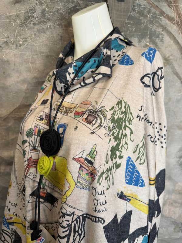 T1097 Cowlneck Dolman Slv Top