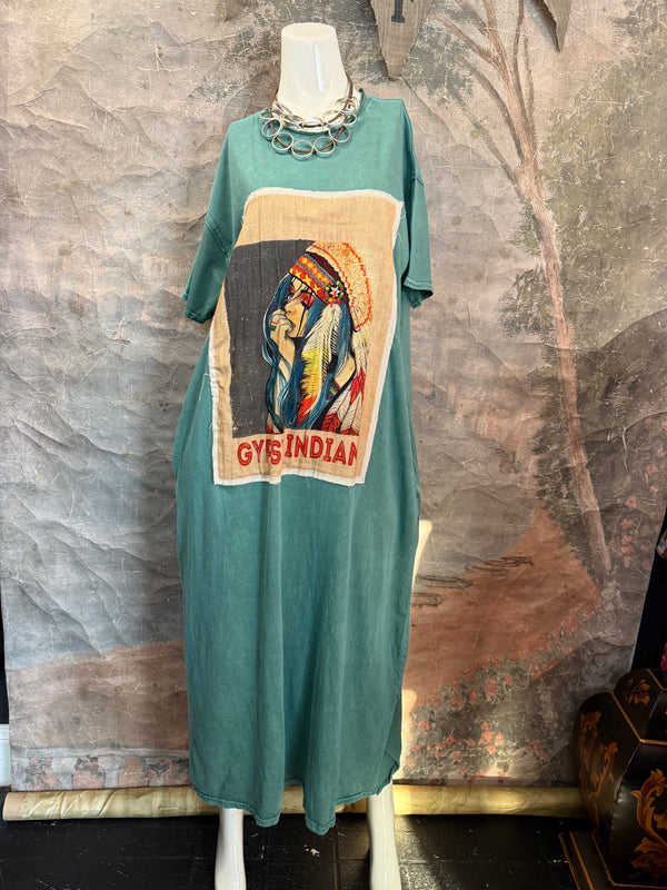 T839 Short Sleeve T-Shirt Dress-Tea/Gypsy