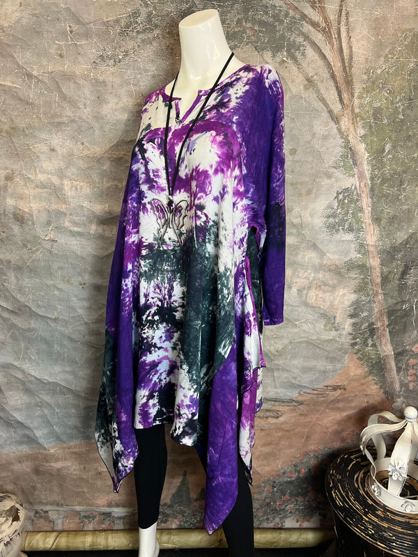 7063V Block Dyed Justly Top-Violet MIX
