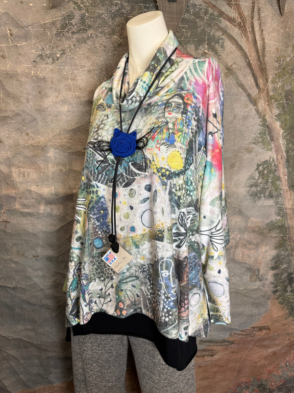 T1056 Cowlneck Pullover-Blooming