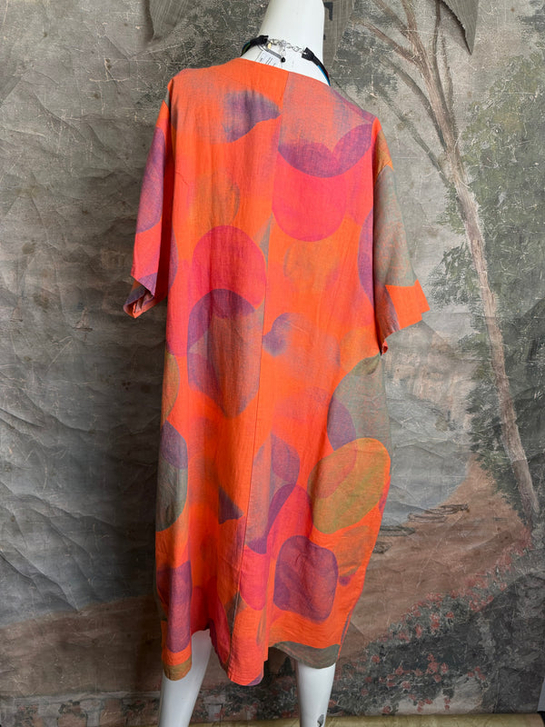 90847C Painterly Bubbles Dress-Orange Kiss
