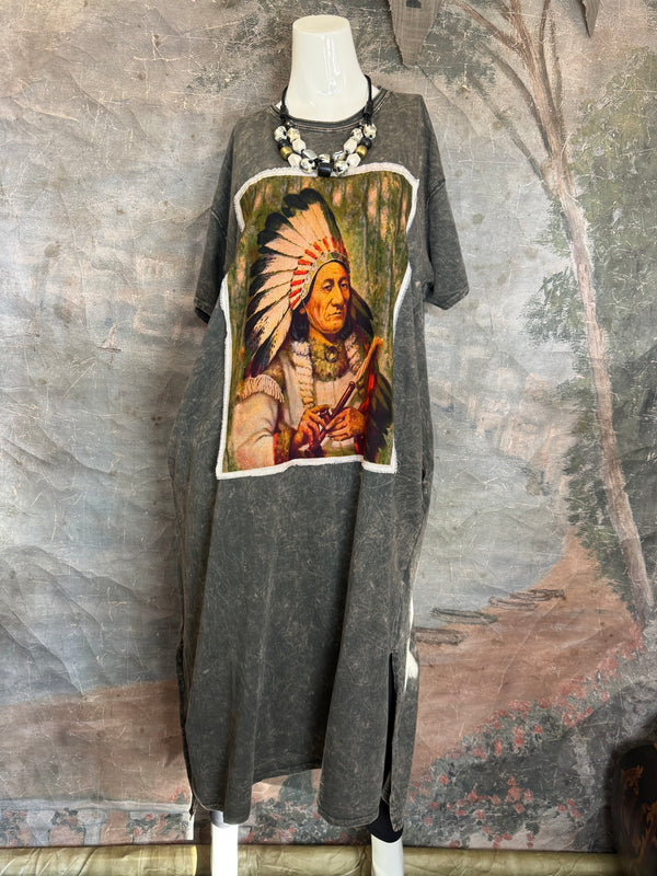 T839 Short Sleeve T-Shirt Dress-Hunter/Indian