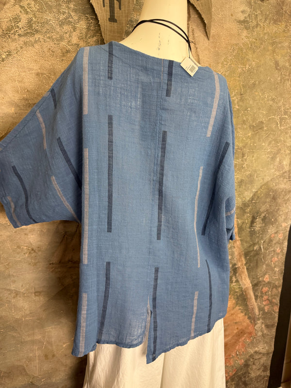 6653S Stripe Top-Blue