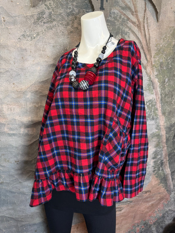 5430 Plaid Ruffle Top
