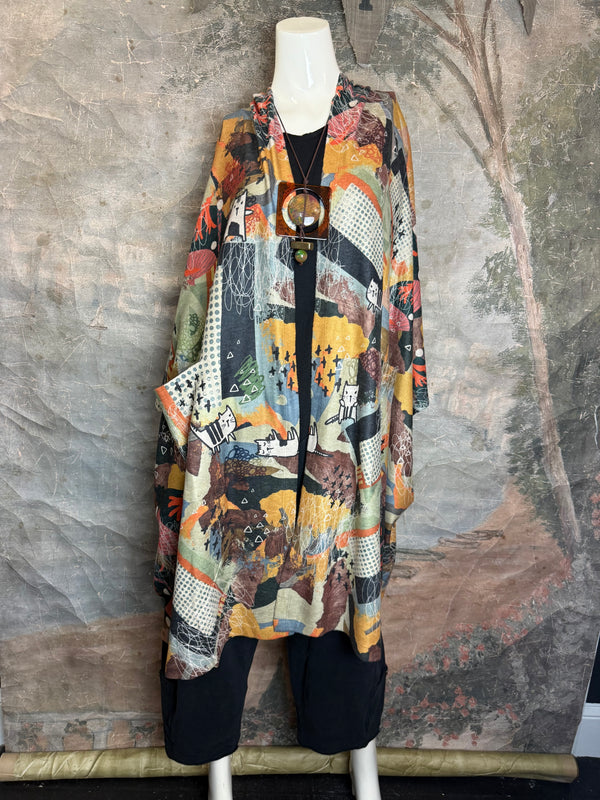 C103 Brushed Hooded Duster