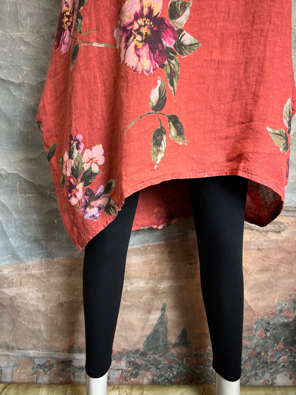 5202 Rosabella Floral Top/Dress-Burnt Red