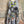 Load image into Gallery viewer, Oversized gray cat print crew pullover tunic with abstract art design on mannequin, styled with olive skirt and neon nec - 2
