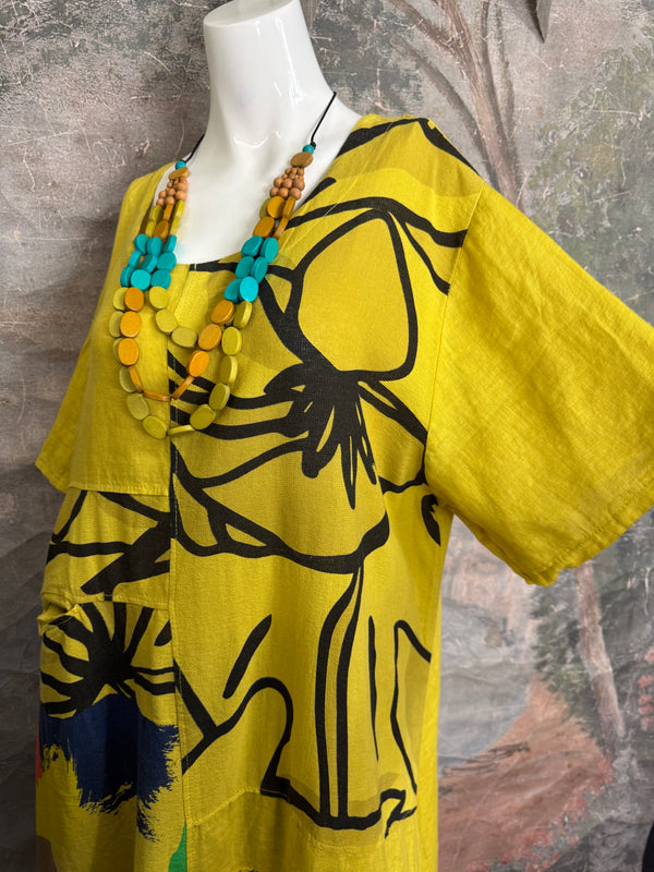 90617P-23 Linen Paint Dress-Mango