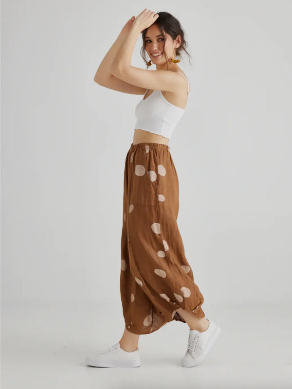 5202 LULU Polka Dot Pants-TABACCO