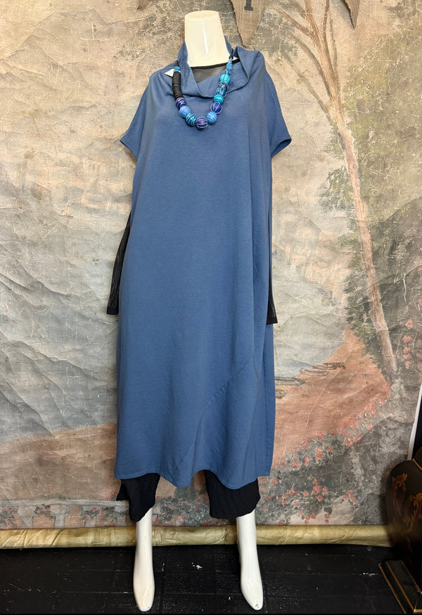 92009 Cocoon Sweatshirt Dress-Denim Blue