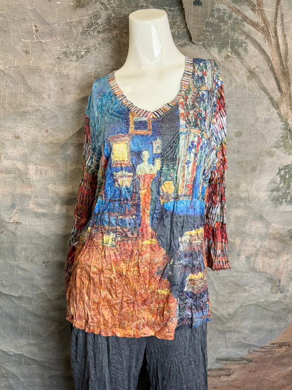 25603 Crinkle Tunic Top-Rust