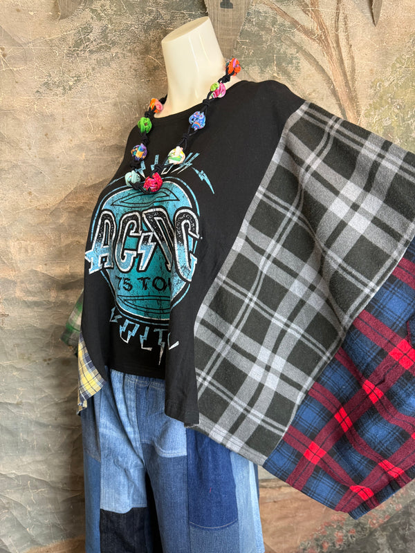 5576 Flannel Band Tee Topper-C