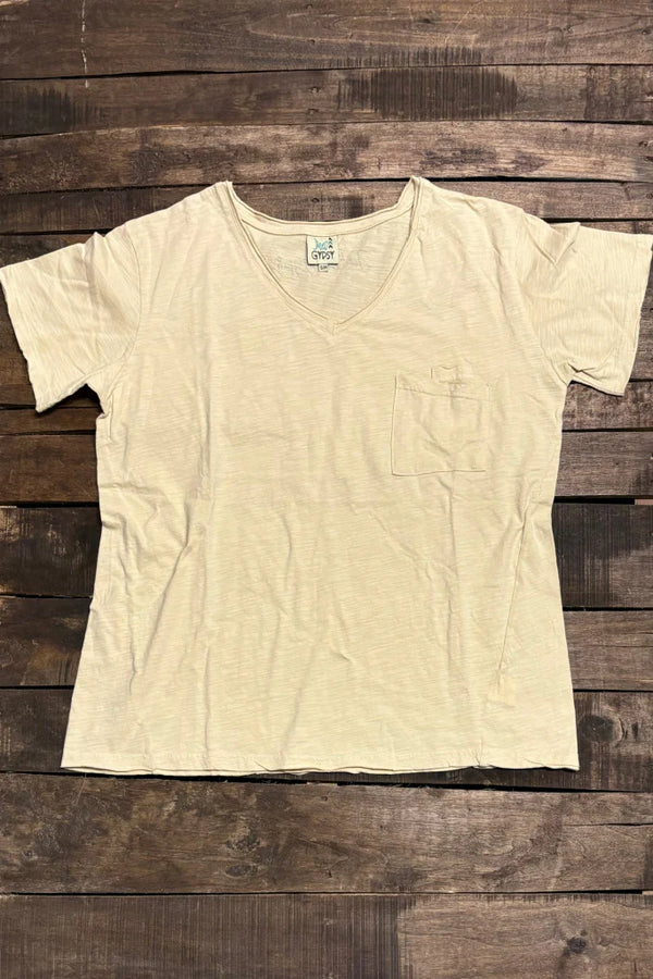 JG- Moon Dance V-Neck Tee-Oats