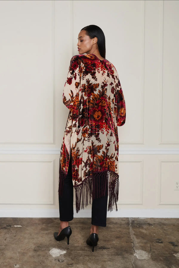 5824 Burnt Velvet Floral Kimono