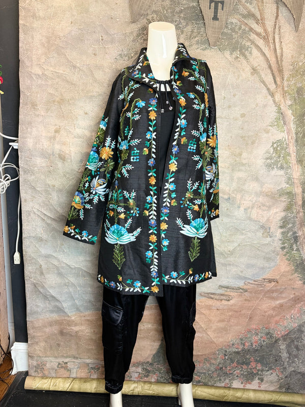 ANU 19969 Silk Embroidered Jacket-Lapis