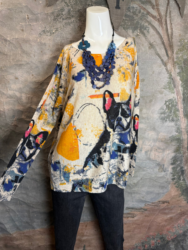 25704 Icon Print Sweater-Frenchy