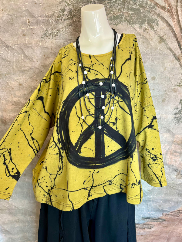 HPE1803 PeaCe Motif Bestee Top-Mustard