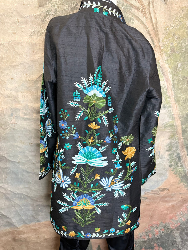 ANU 19969 Silk Embroidered Jacket-Lapis