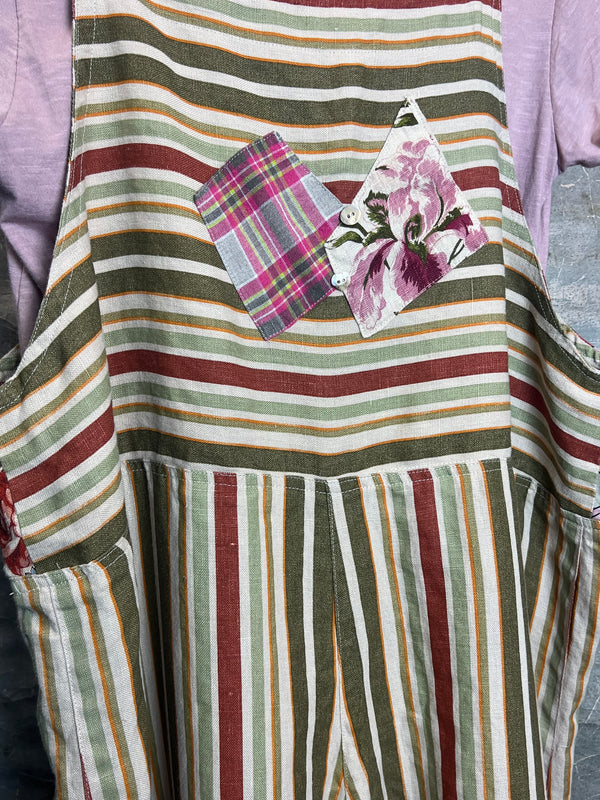 5561 OOAK Patch Linen Overalls-The Edith