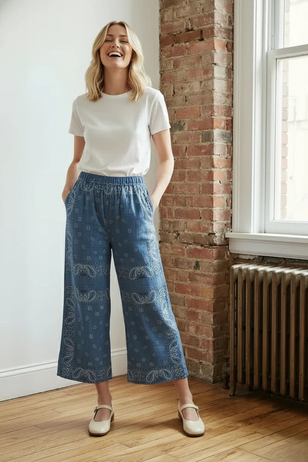 5791 Bandana Crop Pant-Navy