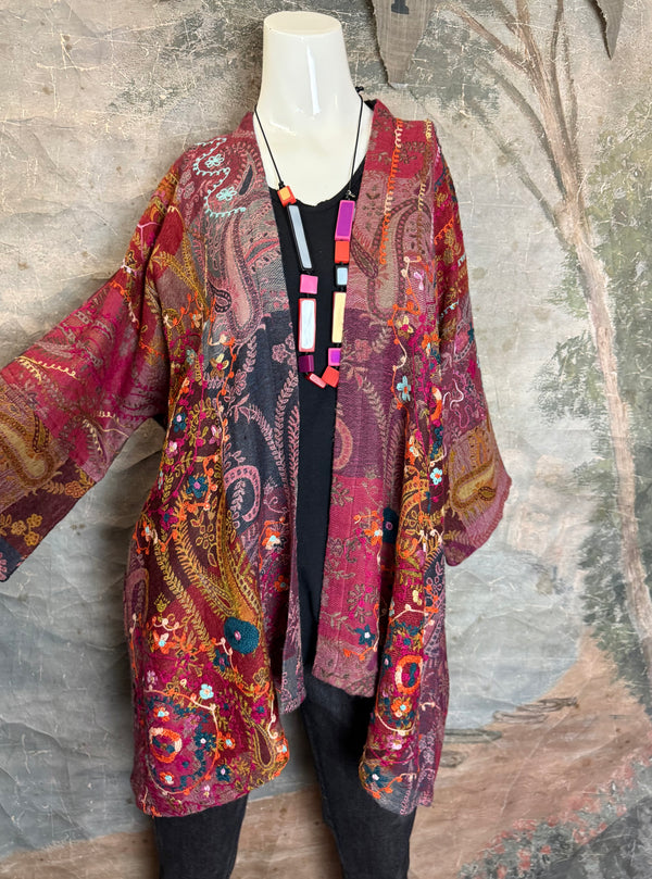 ANU 19828 Embroidered Duster JKT-Macroon