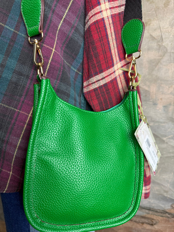 0003A Pebbled Vegan MINI Leather Crossbody Bag-Green
