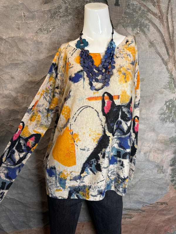 25704 Icon Print Sweater-Frenchy