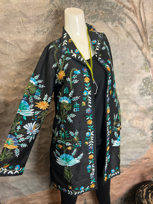 19969 Silk Embroidered Jacket-Lapis