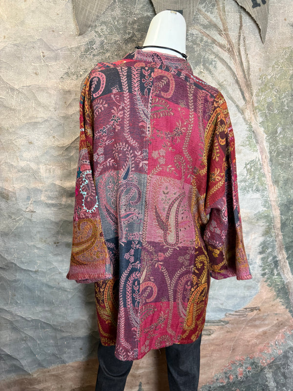 ANU 19828 Embroidered Duster JKT-Macroon