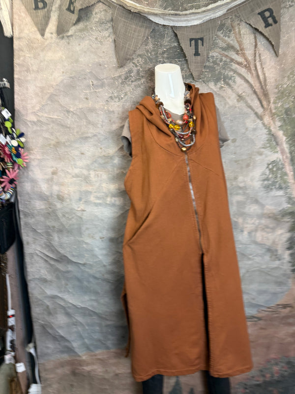 2626AU Zip Hoodie Vest-Ginger