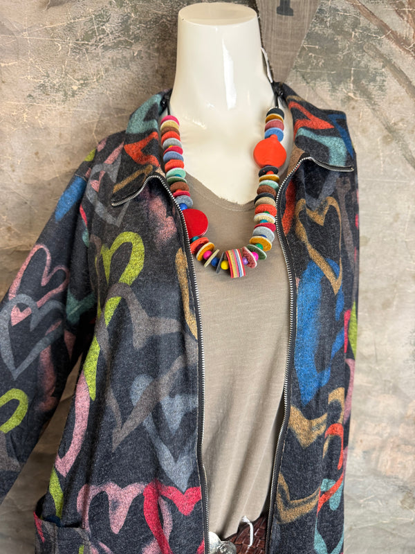 25842 Whimsy Chic Hearts Zipup Jacket
