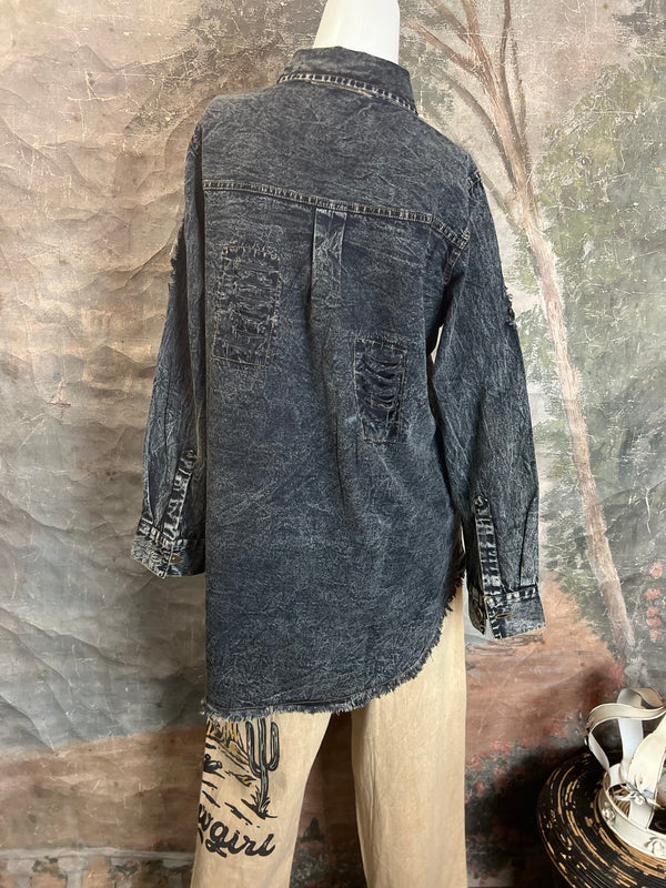 PL413 Distressed Denim Shirt